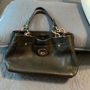 Coach handbag black pebble grain